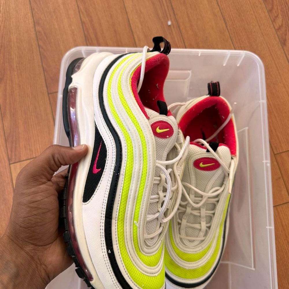 Nike Kids White and Neon Sneakers